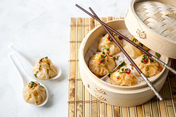 Dim sum “Shui Yao” with pork and squash spread